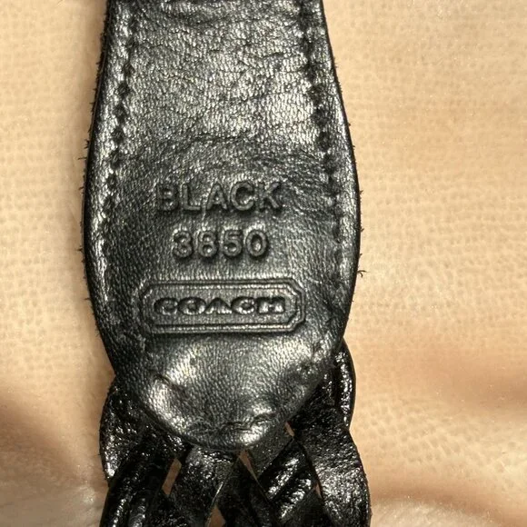Coach Black Leather Braided Brass Buckle Belt Women's 36" - Picture 8 of 9